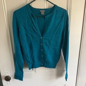 Ann Taylor Teal Knit Cardigan - Vibrant Teal Hue